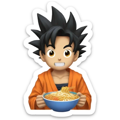 Son Goku eating ramen sticker