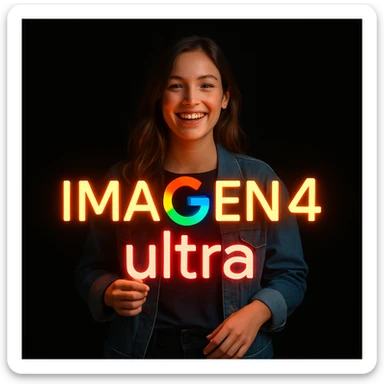 make a girl holding this sign, but sign in made of neon, also add ultra below the sign sticker