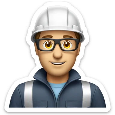 Caucasian  engineer man wearing a safety helmet, safety glasses and earplugs sticker