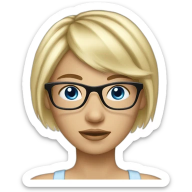 blond-girl-with-glasses-and-blue-eyes-and-short-hair-with-curtain-fringe sticker