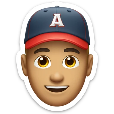 smiling man in red baseball cap sticker