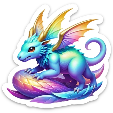 Epic divine legendary complex detailed iridescent gradients aesthetic-Fakémon-creature-scenery sticker