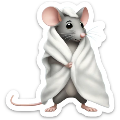 mouse in steam with a towel  sticker