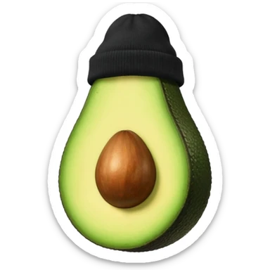 Avocado with a black beanie sticker