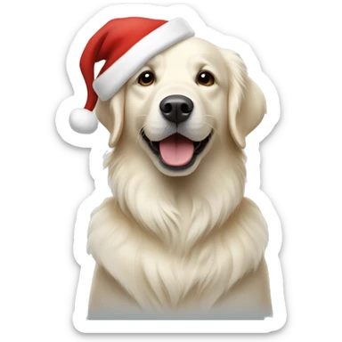 white golden retriever wearing a santa hat sticker