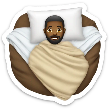 black man with beard snuggled in blanket sticker