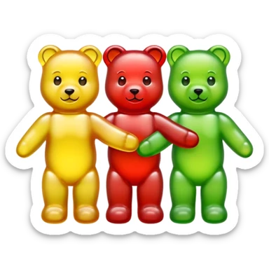 Three gummy bears holding hands sticker