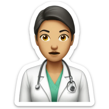 Angry women in lab coat sticker