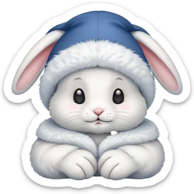 A sleepy cute rabbit with night cap saying goodnight sticker