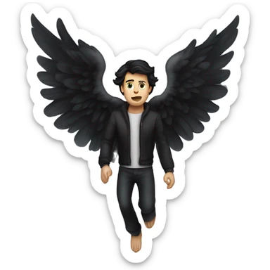 dark angel falling from the sky, caucasian dark haired man sticker