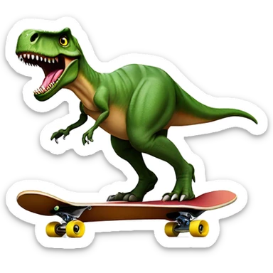 T-rex met een hoed op een skateboard  sticker