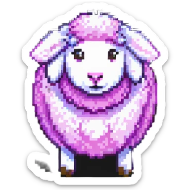 pink sheep with fluffy wool texture sticker