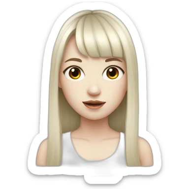 pale skinned girl with black hair and bangs sticker