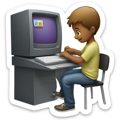 Kid building a computer  sticker