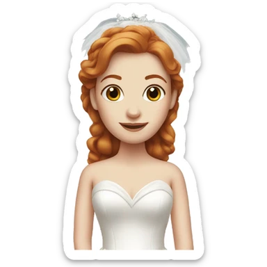 White redhead girl in wedding dress  sticker