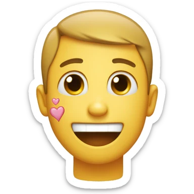 happy face holding back tears with hearts around jt sticker