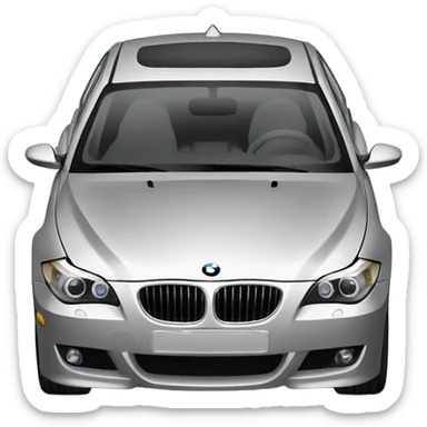 BMW E60 530D car in silver color with gold rims sticker