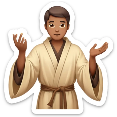 man in a robe casting a magic spell with glowing effects sticker