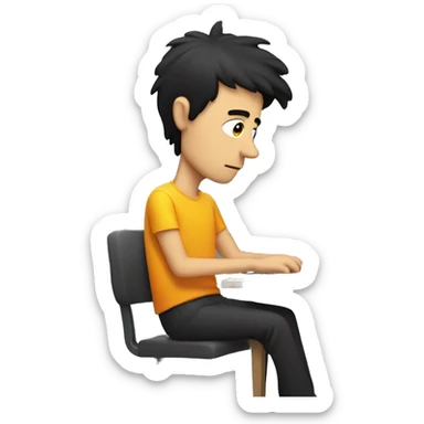tired white man with black hair, sitting at a laptop


 sticker