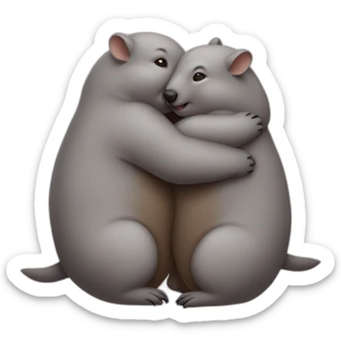 two wombats hugging sticker