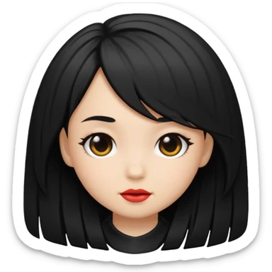 black shot hair girl sticker