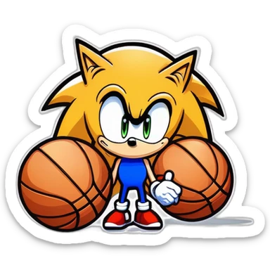 Sonic qui joue au basketball sticker