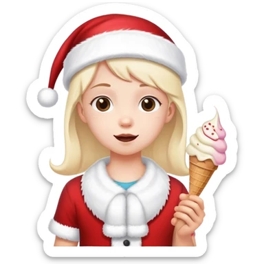 kid wearing santa hat while holding icevcteam and holding hands with girlfriends sticker