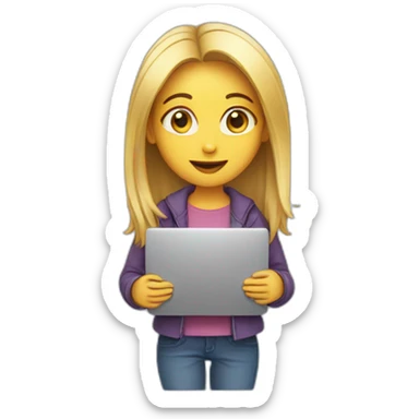 a girl with a laptop in hands sticker