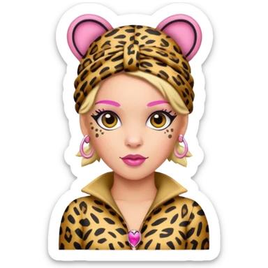 P!nk in leopard costumes with leopard headband sticker