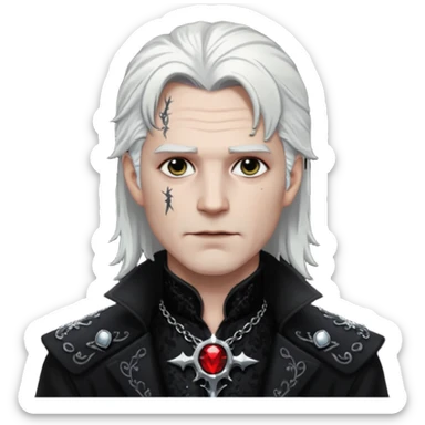 Van Helsing (Male) from Dracula with white hair, black sequin outfit sticker