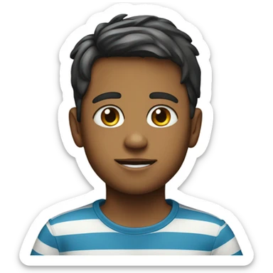 striped shirt portrait of boy sticker