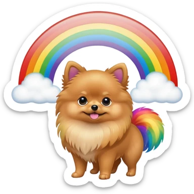  Tan Pomeranian under a rainbow sticker