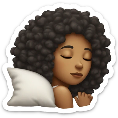 sleeping girl with dark long curly afro sticker
