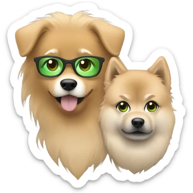 Brown light hair woman aux Green eyes with glasses Green eyes and Light sand  eurasier dog  sticker