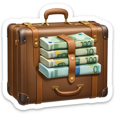 Suitcase with euro bills  sticker