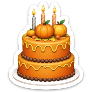 Autumn happy birthday cake sticker