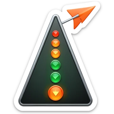 A control system with an arrow that can move between green, orange and red. sticker