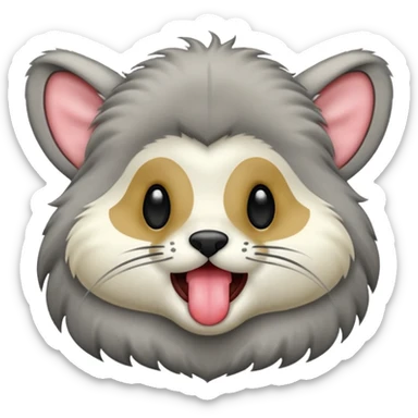 A thrunbo from the game rimworld. Front view, sticks the tongue out and licks sticker