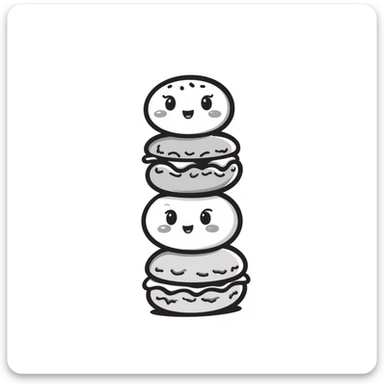 kawaii macarons with happy faces stacked in a tower sticker
