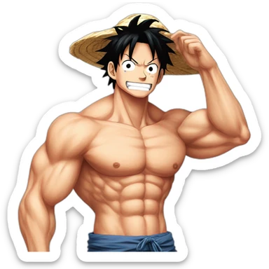 luffy com os musculos do baki sticker