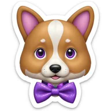 Cachorro com gravata roxa com glitter sticker