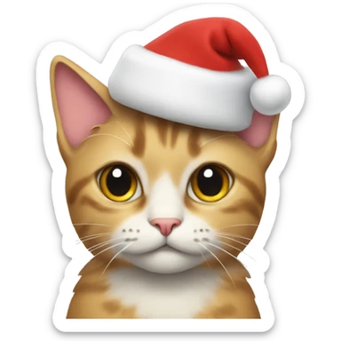 Cat with wings an a christmas hat sticker