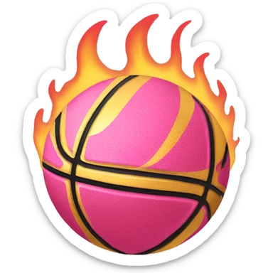 Gold basketball pink flame sticker