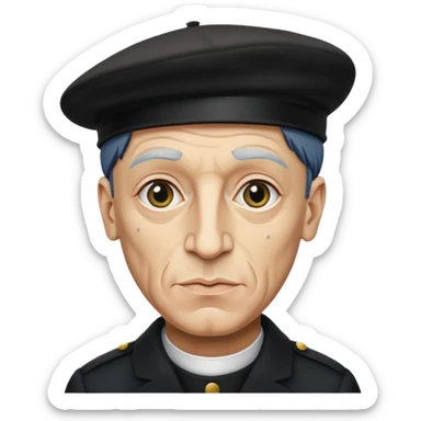 Pablo Picasso wear black berret hat sticker