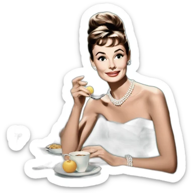 Aubrey Hepburn at breakfast at Tiffany’s sticker