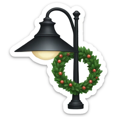 Black street lamp with wreath on it sticker