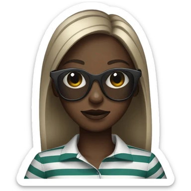 Dark skinned girl with mod sunglasses and striped polo shirt sticker