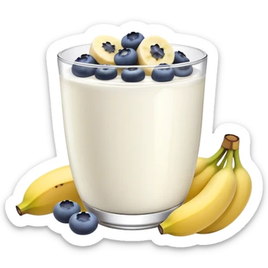 Yogurt with sliced banana and blueberries sticker
