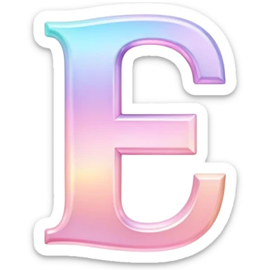Iridescent pastel pink Font setting icon with letter E sticker