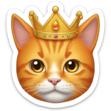 orange cat with a crown sticker